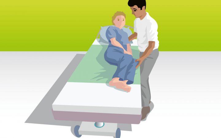 Von der Sitz- in die Liegeposition mit Hilfe des Rückengriffes